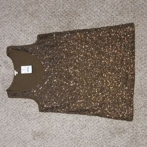 J.CREW sequined xs green/gold tank top, $89.99, NWT